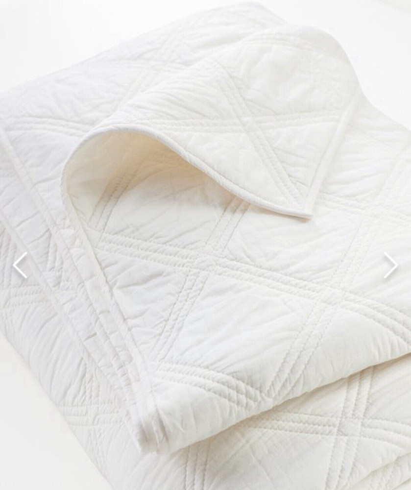 $340 Hudson Park Luxe Collection Quilted Diamond Full Queen Coverlet Quilt EUC