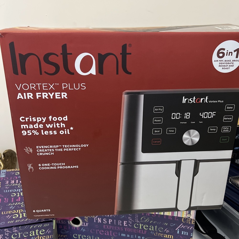 Instant Vortex Plus 6 Quart Air Fryer 6 In 1 - Stainless Steel - Slightly Used