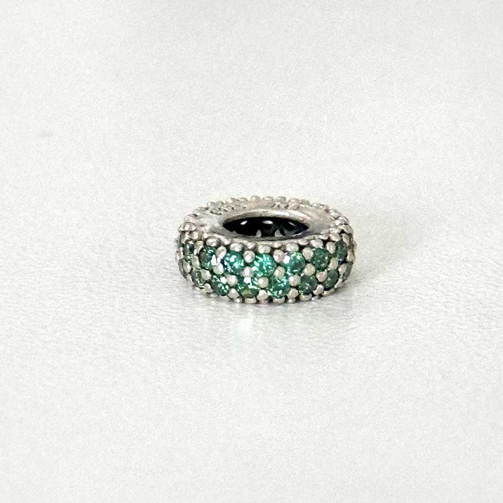 Pandora 925 Sterling Silver Green CZ Pave Sparkle Spacer Bead Charm