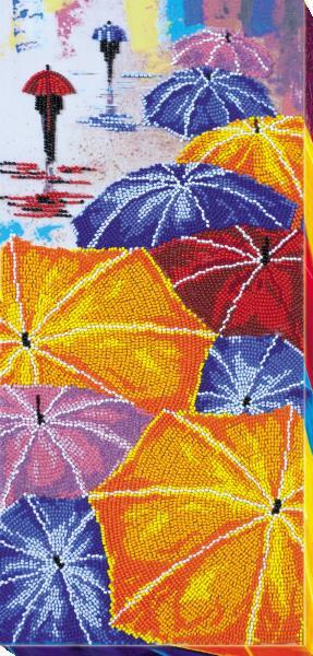 Bead embroidery kit Umbrellas needlework kit Art canvas beadwork pattern