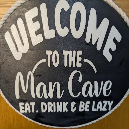 Man Cave Front Door Decor Welcome Hanger and Wreath Sign