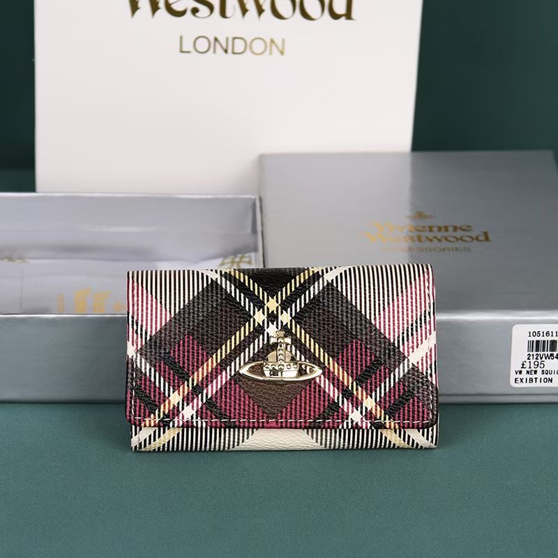 Vivienne Westwood Y2K Plaid Keychain Wallet with Saturn Logo NWT  