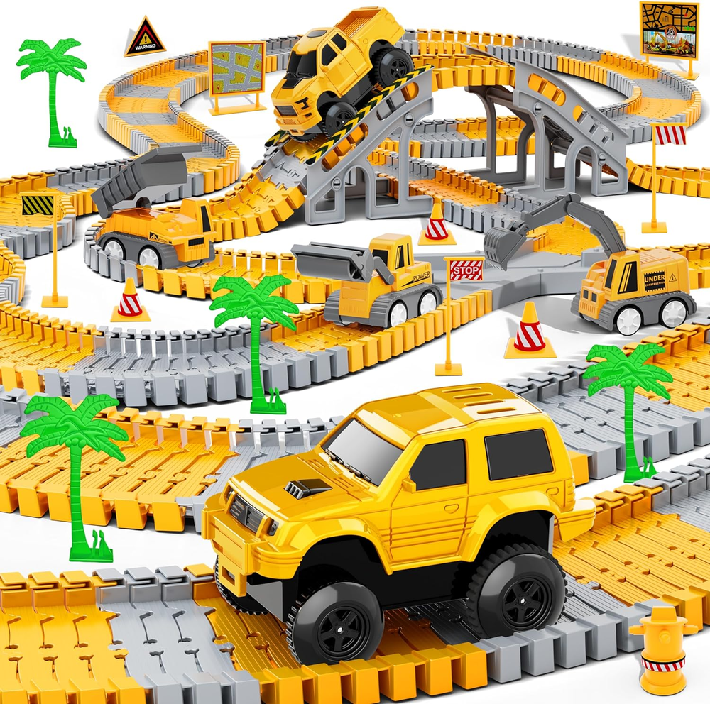 253-Piece Construction Race Track Set for Kids Ages 3-8 - Build & Play Toy for Boys & Girls