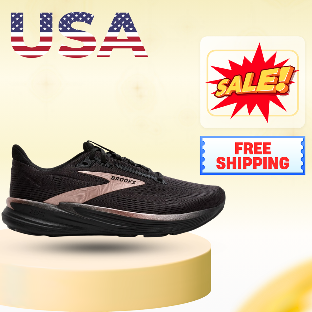 [FASH SALE] Brooks Revel 8 Women's Running Shoes Black Rose Gold Width B-image