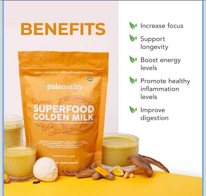 🔥hot Deal Three Bag I Lb By 95$ Paleovalley Superfood Golden Milk USDA Organic