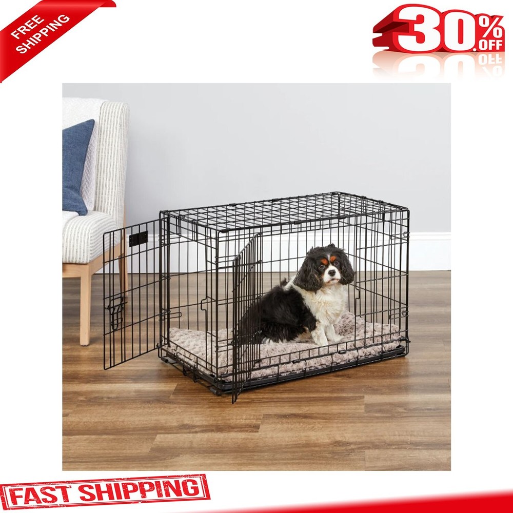 iCrate Double Door Metal Dog Crate with Leak-Proof Pan & Floor Protector  -image