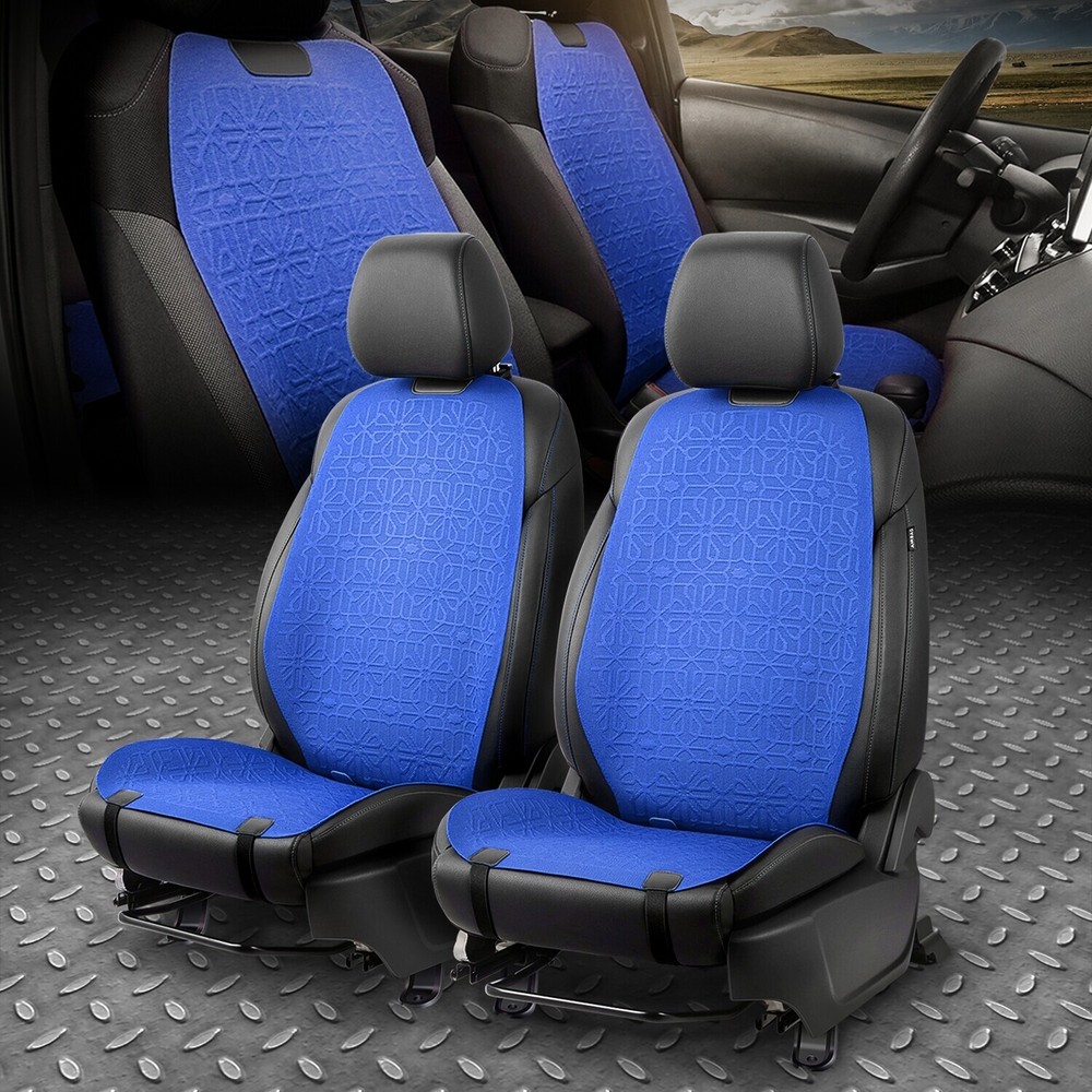Protex Series Woven Polyester Front Row Set Seat Covers Cushion Protector Blue