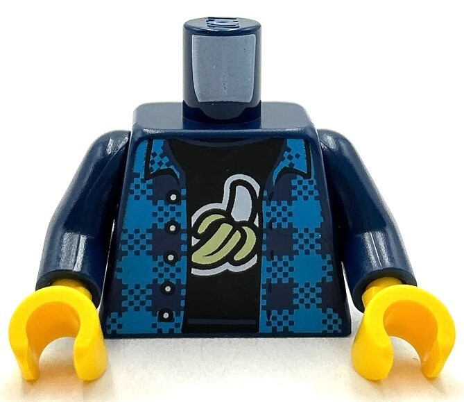 Lego Dark Azure Minifig Torso with Flannel Shirt and Black Tee