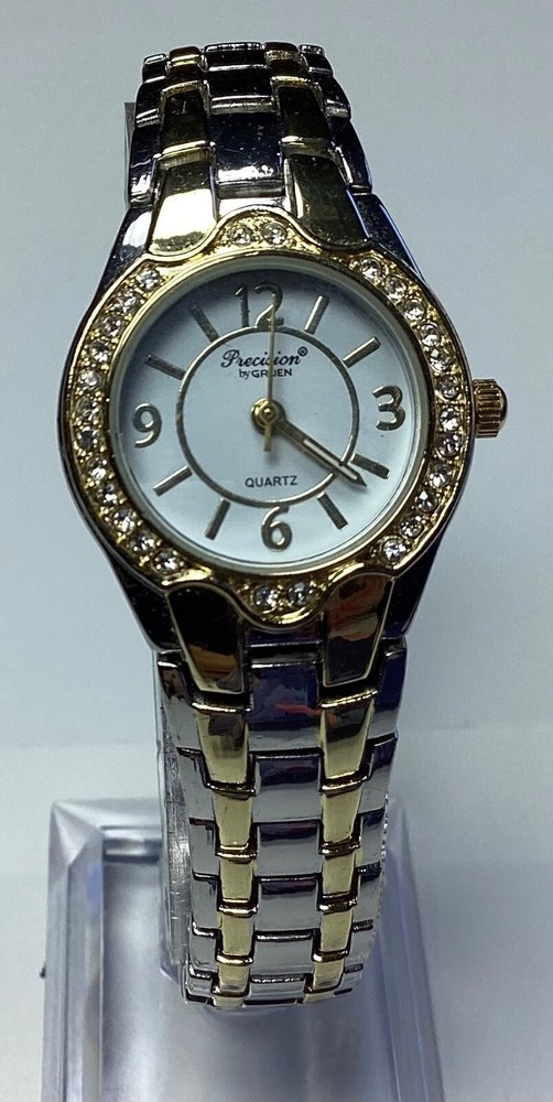 Precision By Gruen Womens Watch Gold Silver Gemmed GP425L New Battery