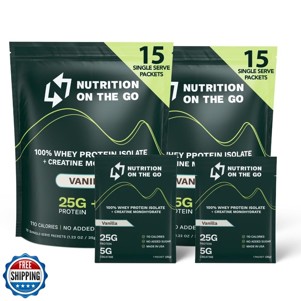 Single-Serve Whey Protein Isolate with 25g Protein and 5g Creatine