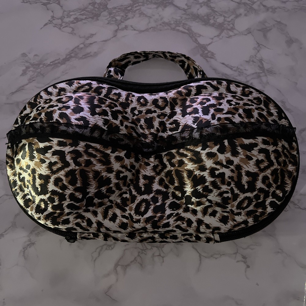 Leopard Print Travel Underwear Organizer, Women Bra Underwear Lingerie Case