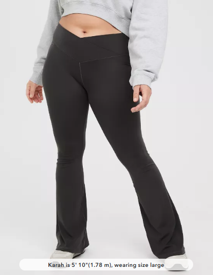 OFFLINE By Aerie Real Me High Waisted Crossover Flare Legging, Smoked Gray