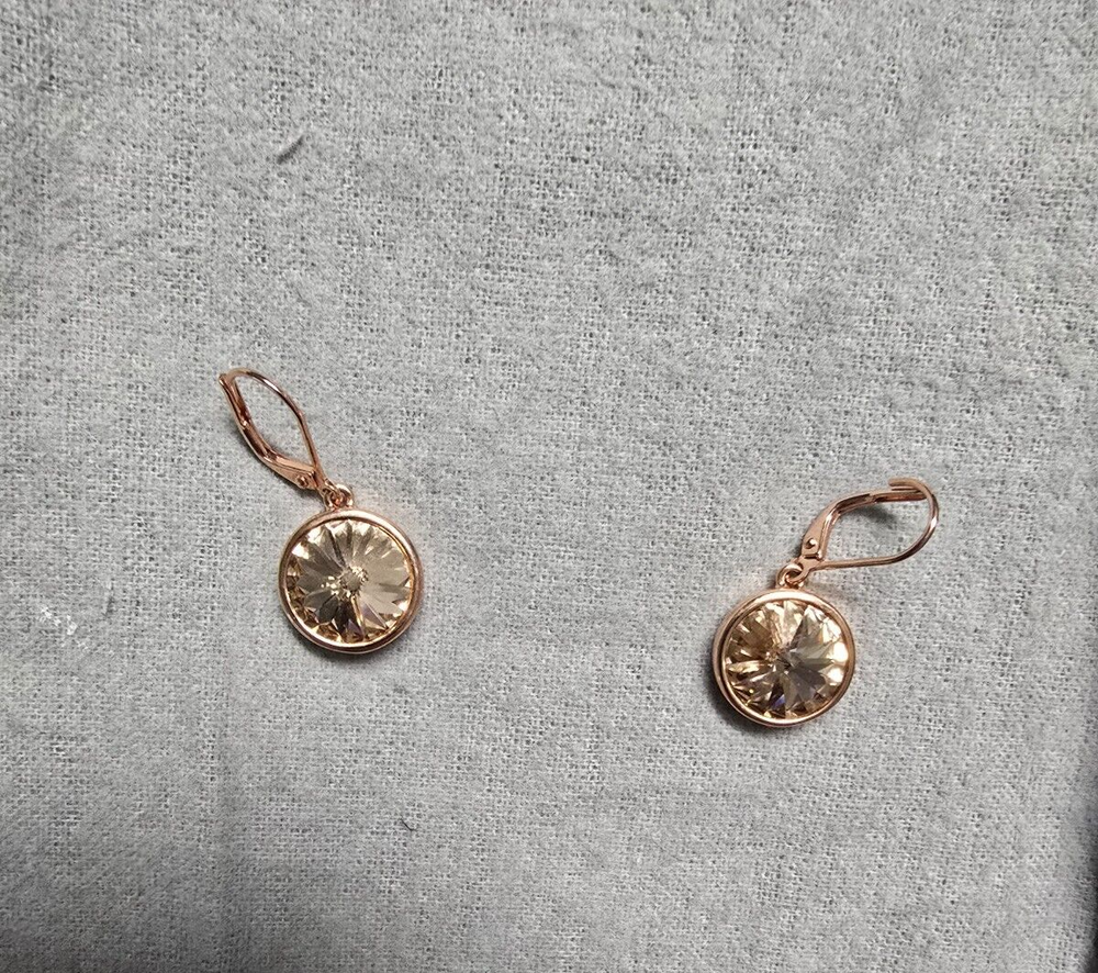 RETIRED - Touchstone Crystal By Swarovski Lulu Earrings Dangle Rose Silk RARE