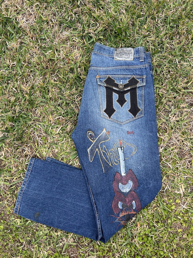 Makaveli Branded Jeans 40 Baggy Y2K HipHop Wide Leg Tupac Southpole Style