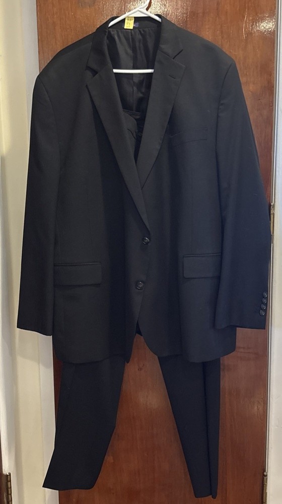 52” Men Stafford Suit Jacket Separate Black With Matching Suit Pants 40 X 30