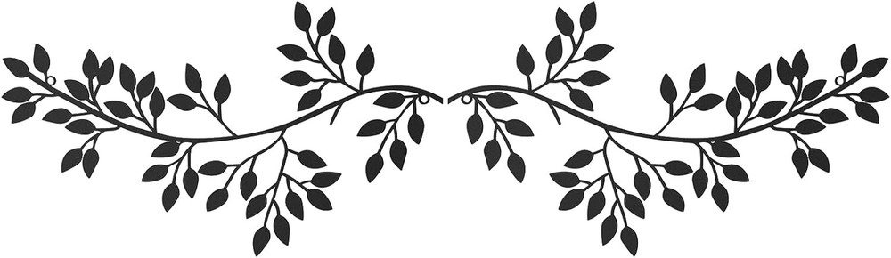 Black Metal Olive Branch Wall Decor - 2-Piece Classic Leaf Vine Set