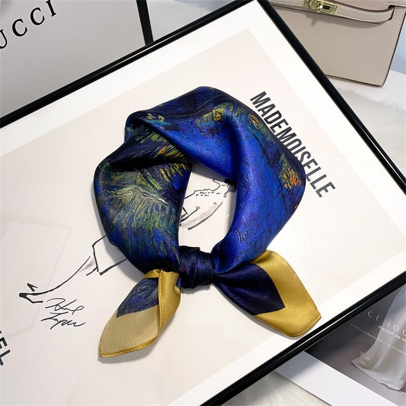 100% Mulberry Silk Square Scarf 21x21 for Women Turban Wrap