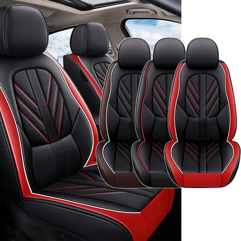 Universal PU Leather Car Seat Cover Full Set for 5 Seats Front Rear Back Cushion