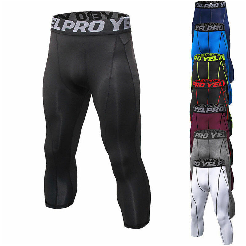 Men’s Compression Capris for Running, Basketball, and Sports – 3/4 Tight Leggings