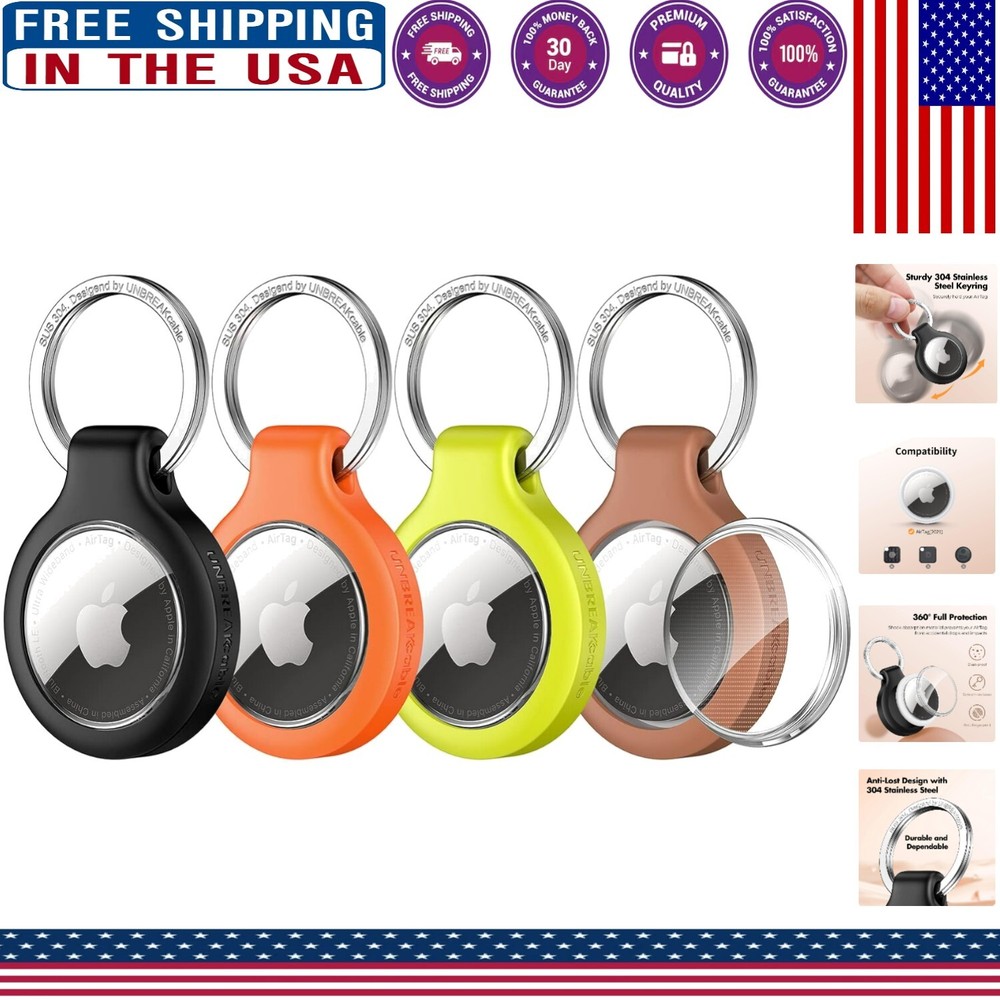 Durable 4-Pack Scratch-Resistant AirTag Keychain for Pets Luggage & Travel