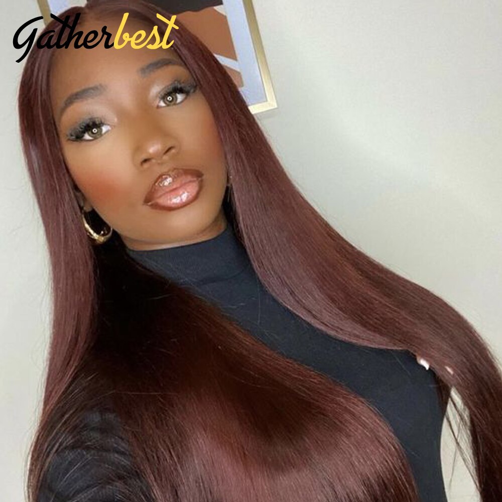 Reddish Brown 13x4 Lace Front Wig Brazilian Straight Human Hair