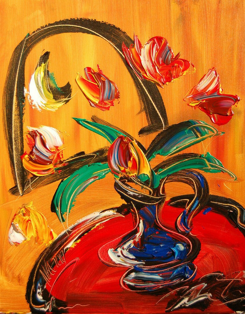 Flowers MARK KAZAV - ORIGINAL OIL PAINTING ABSTRACT MODERN ART jazz art WGEF