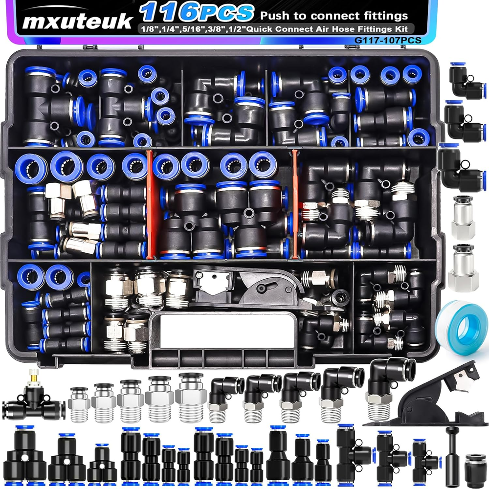 116PCS Air Line Quick Connect Fittings,1/8