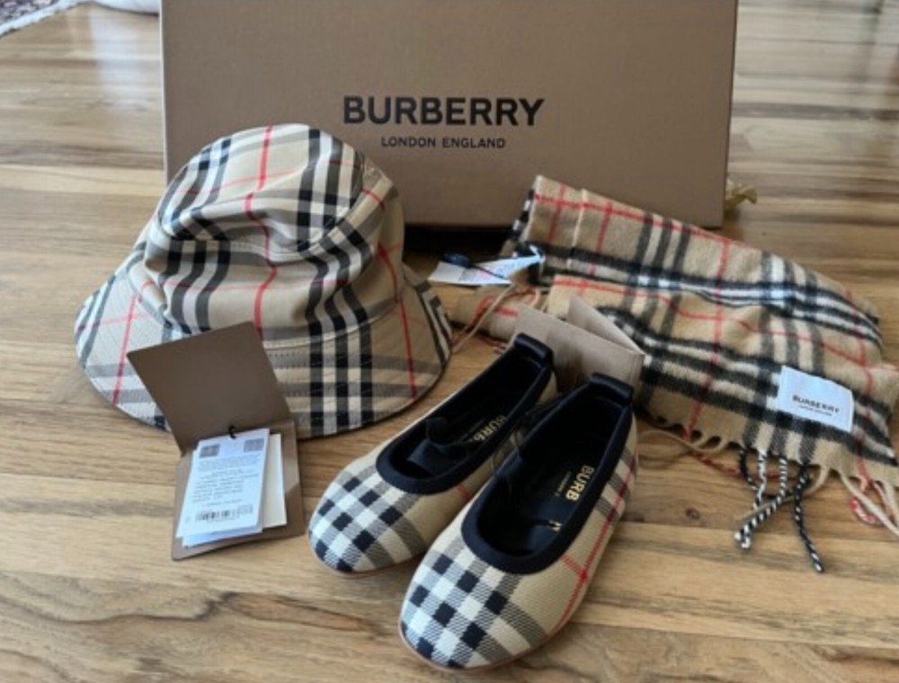 Authentic Burberry™ Ballerina Shoes, Scarf, Hat for 2-3 year-old