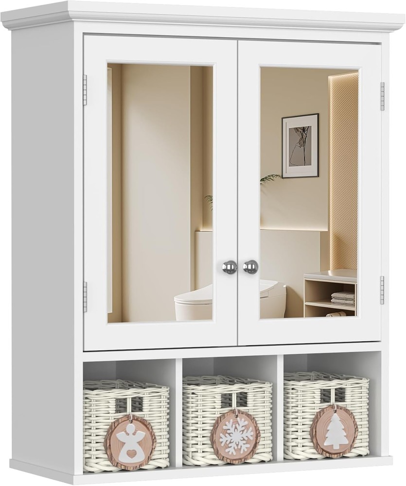 Adjustable Bathroom Medicine Cabinet with Mirror and Wall Mount