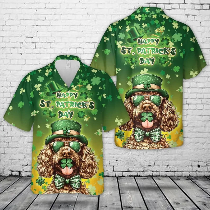 St Patricks Day Funny Dog Hawaiian Shirt Men Women Irish Lucky Party Gift