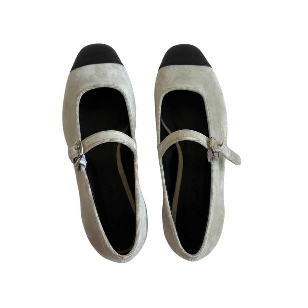 Le Monde Beryl Light Grey Velvet with An Adjustable Strap And Black Toe-Cap Mar