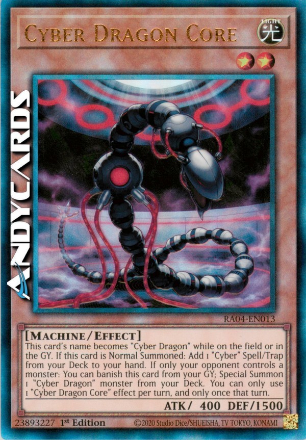 CYBER DRAGON CORE Ultimate Prismatic RA04 EN013 1st Edition Rare Card-image