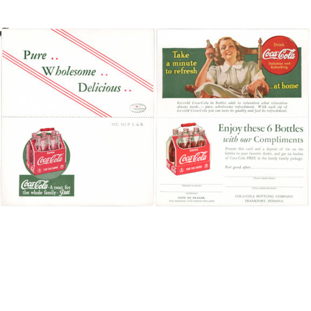 Vintage Coca-Cola Card & Coupon | 1940's Advertising Collectible Coke Soda-image