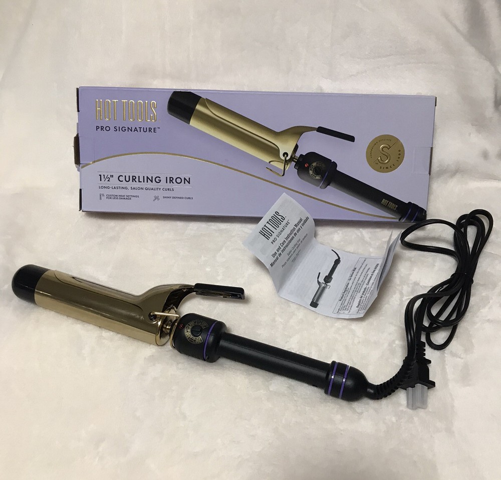 Hot Tools Gold 1.5 Inch Curling Iron Wand HTIR1577 for Salon-Quality Waves