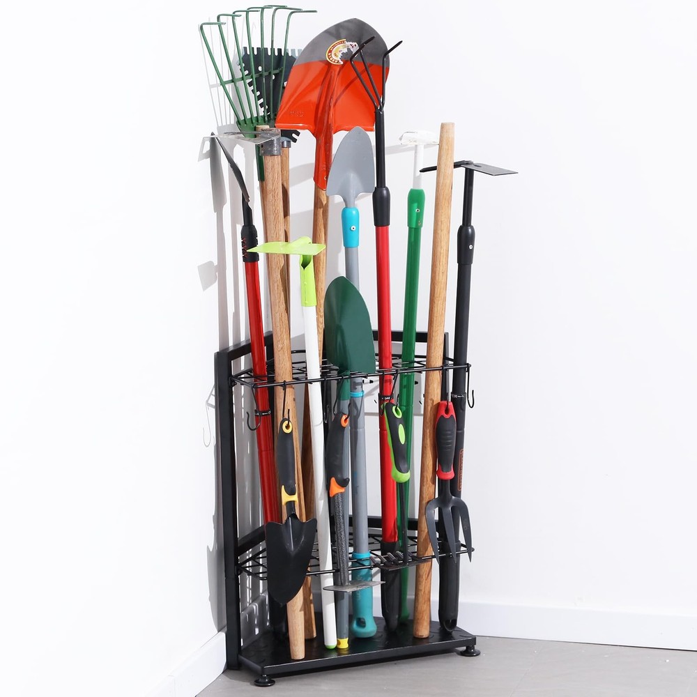 Corner Yard Tool Organizer Rack for Garage Storage