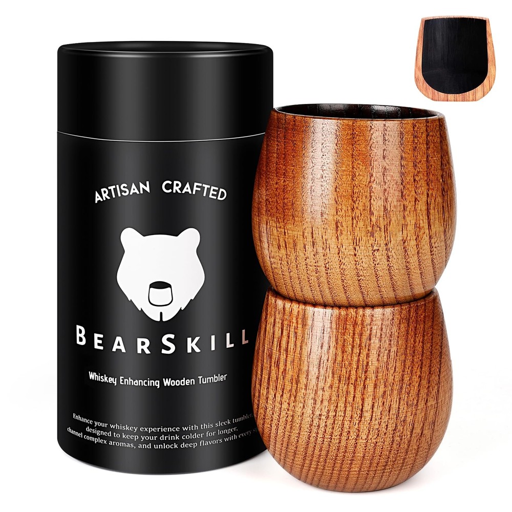 Charred Wood Bourbon Glass Whiskey Tumbler Gift for Men
