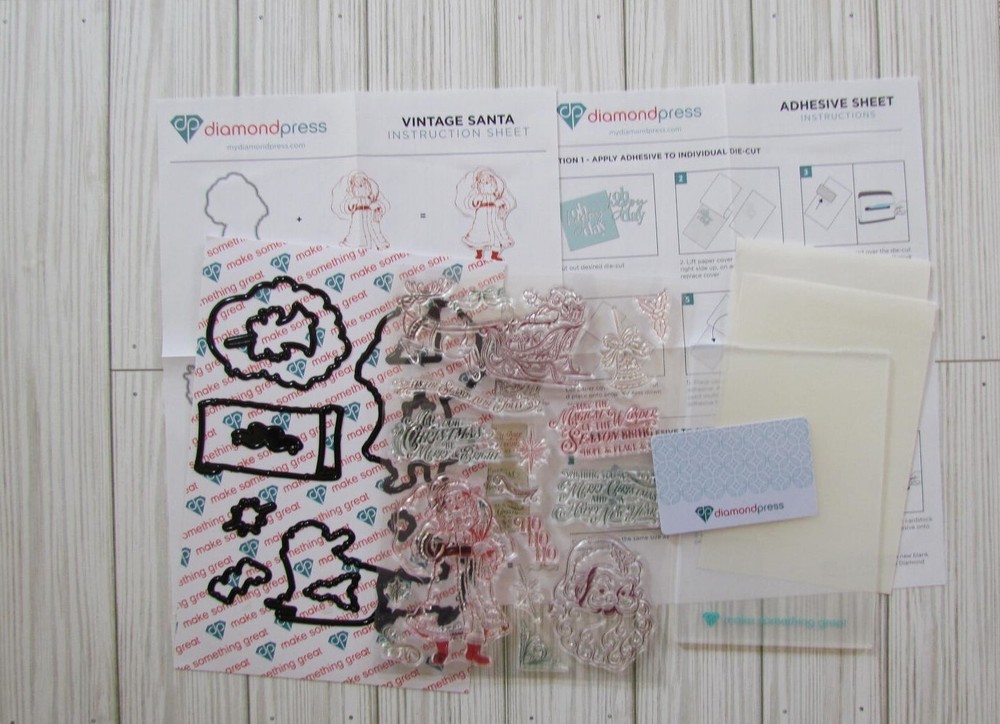 Diamond Press Christmas Vintage Santa Stamp and Die Set with sayings # 883485