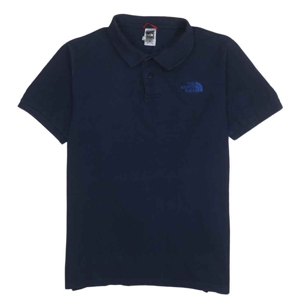 The North Face Mens Polo Shirt Navy Blue Cotton Embroidered Chest Logo Top M