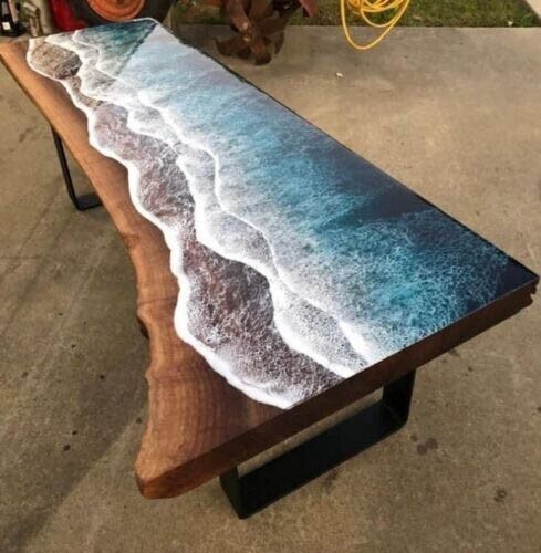 Epoxy Wooden Live Edge Table Top Resin River Countertop Desk Home Furniture Deco
