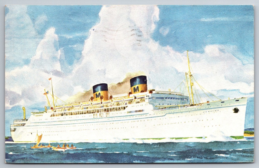 Vintage Matson Lines Lurline Cruise Ship Honolulu Hawaii Postcard Z12