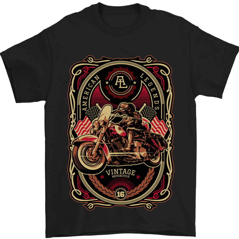 American Motorcycle Biker motorcycle Mens T-Shirt 100% Cotton