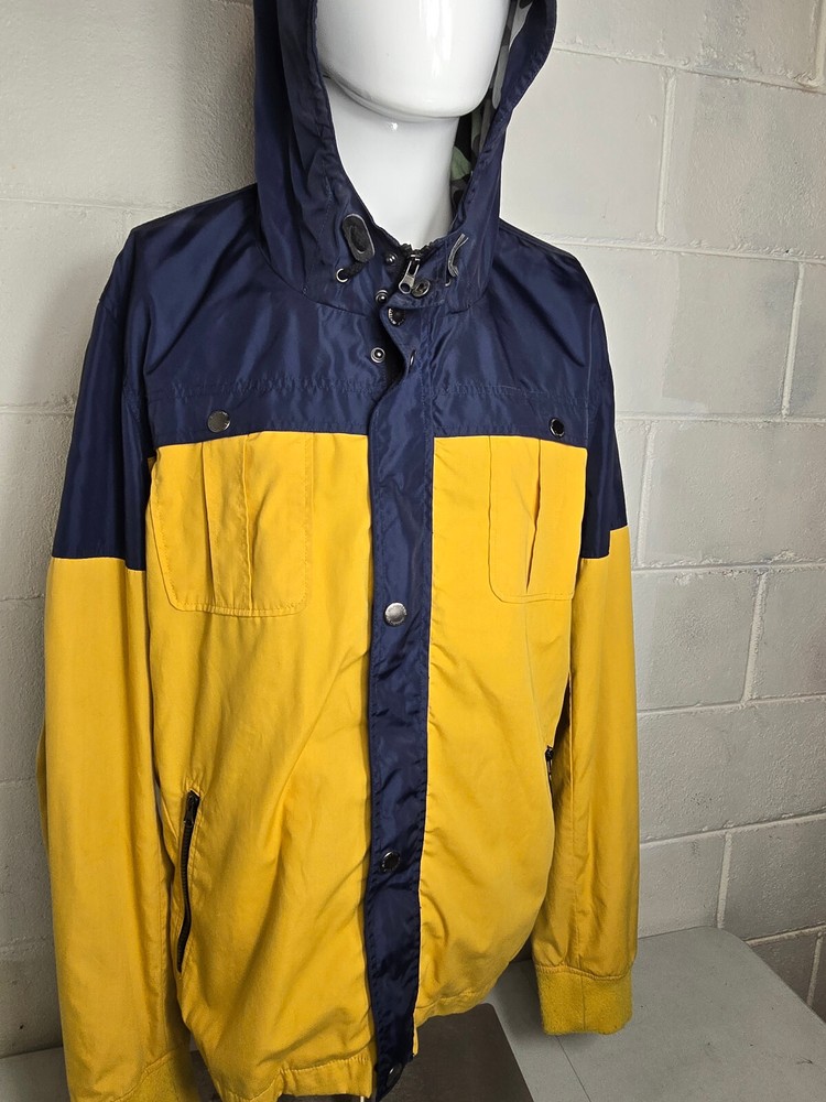 MEMBERS ONLY Mens XL Color Block Jacket in Yellow & Blue Two Tone Design-image