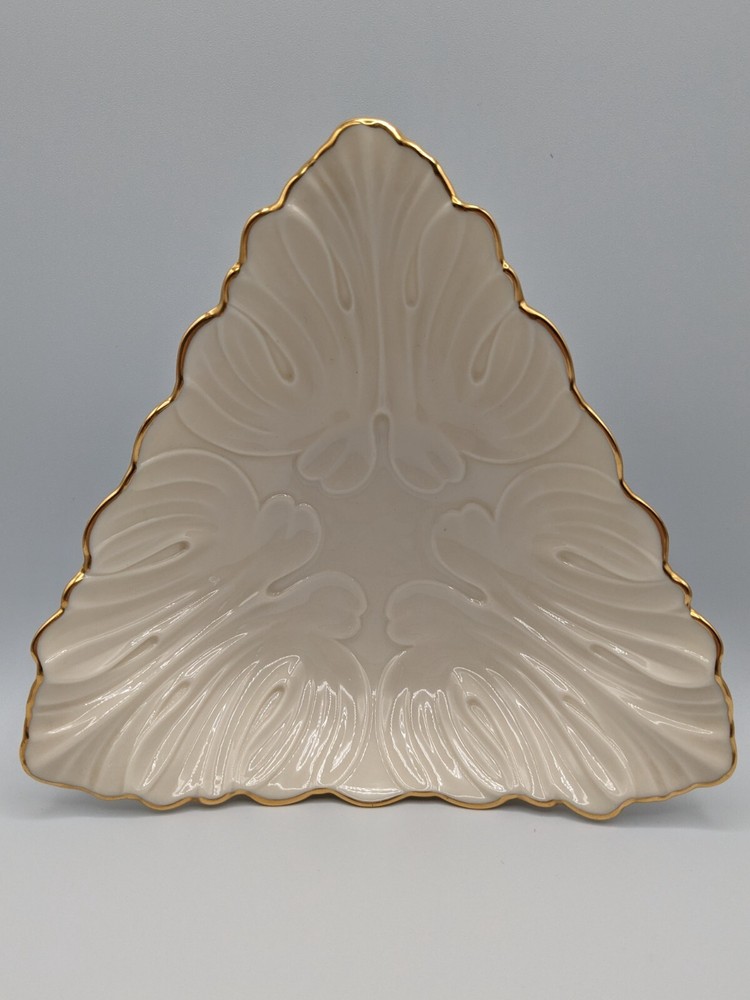 Elegant Lenox Triangle Dish Vintage Collectible 24K Gold Trim