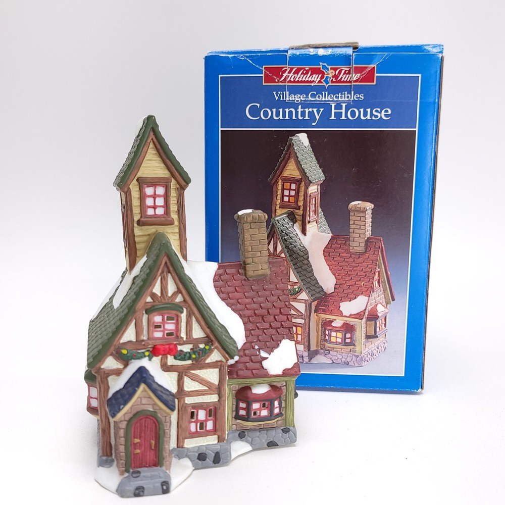 Holiday Time Christmas Village Porcelain Country House Hand Painted No Lights