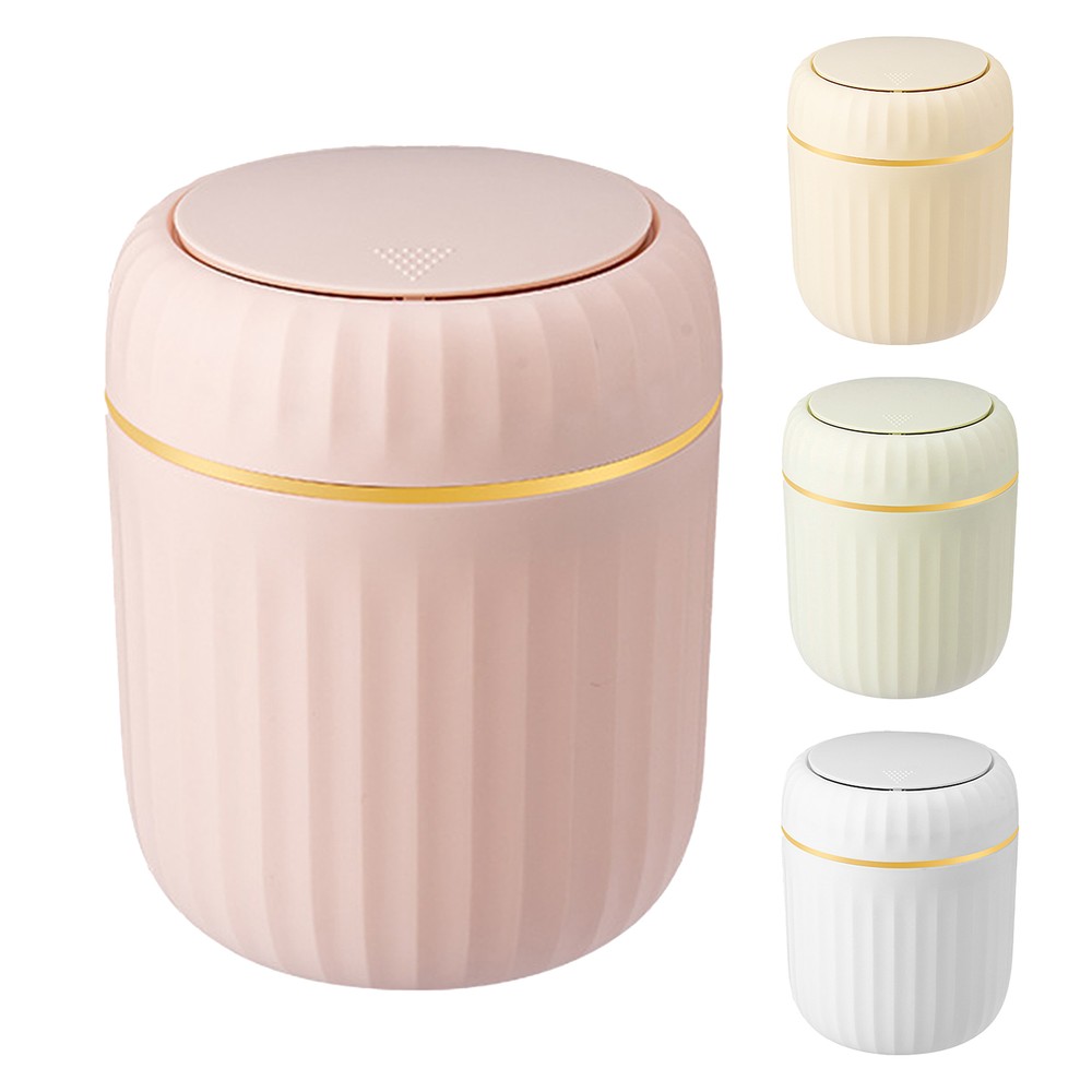 1x Mini Waste Bin Trash Can Desktop Garbage Basket Press Type Lid Trash Can