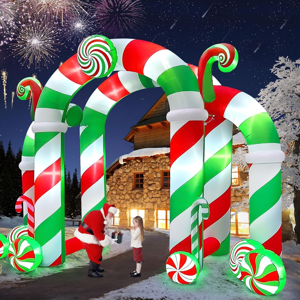 13FT Christmas Inflatables Candy Cane Archway 2025 NEW LED Outdoor Decoration