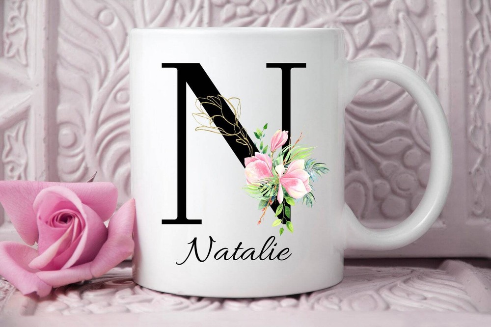 Personalized N Initial Mug Custom Coffee Cup Bestie Gift Monogram Mugs Gift For