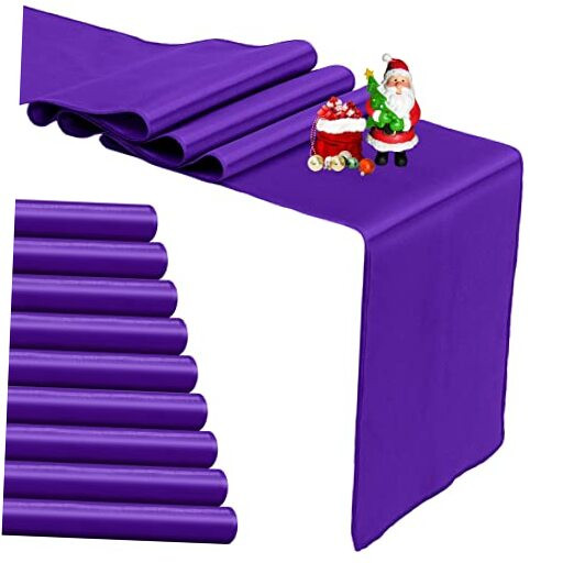 10-Pack Purple Satin Silk Table Runners 12x108 Inch Long Smooth Elegant