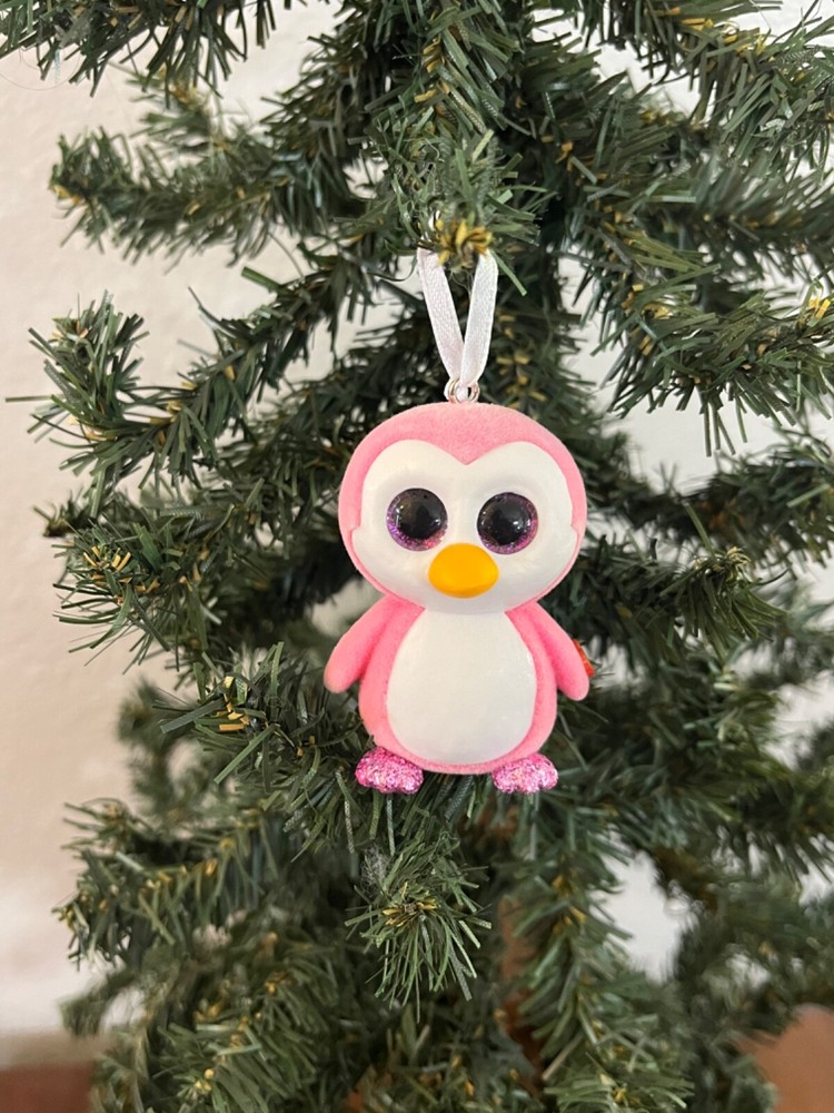 Pink Velvet Penguin Beanie Boos Christmas Ornament