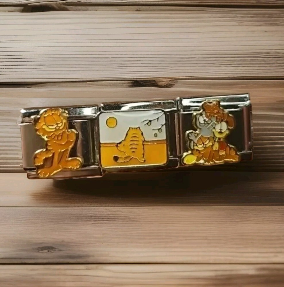 Garfield Italian Charm Bracelet with Odie Nermal Pookie 9mm Stainless Steel